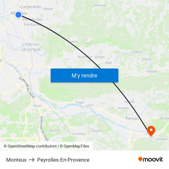 Monteux to Peyrolles-En-Provence map