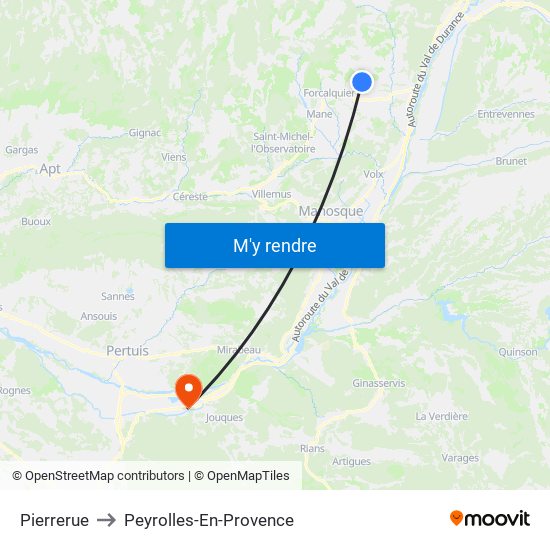 Pierrerue to Peyrolles-En-Provence map