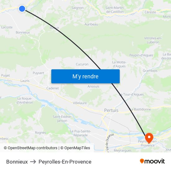 Bonnieux to Peyrolles-En-Provence map