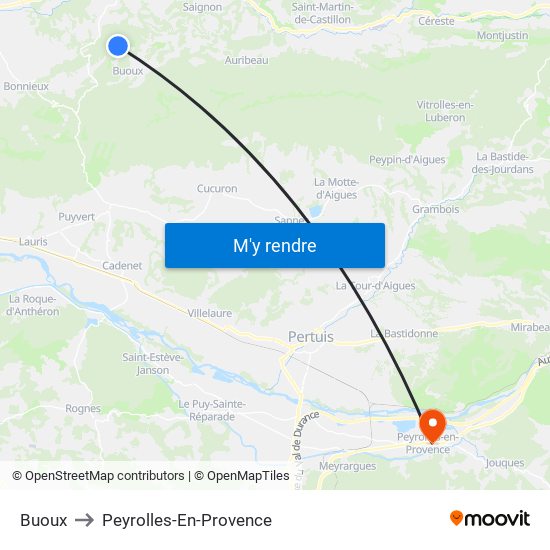 Buoux to Peyrolles-En-Provence map