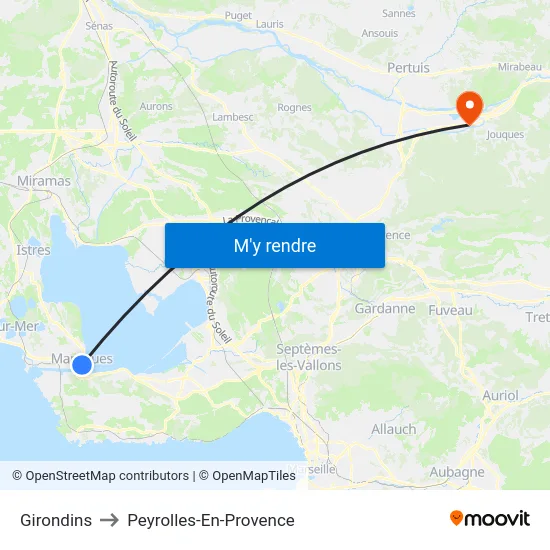 Girondins to Peyrolles-En-Provence map