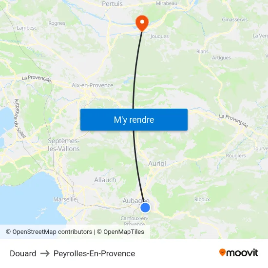 Douard to Peyrolles-En-Provence map