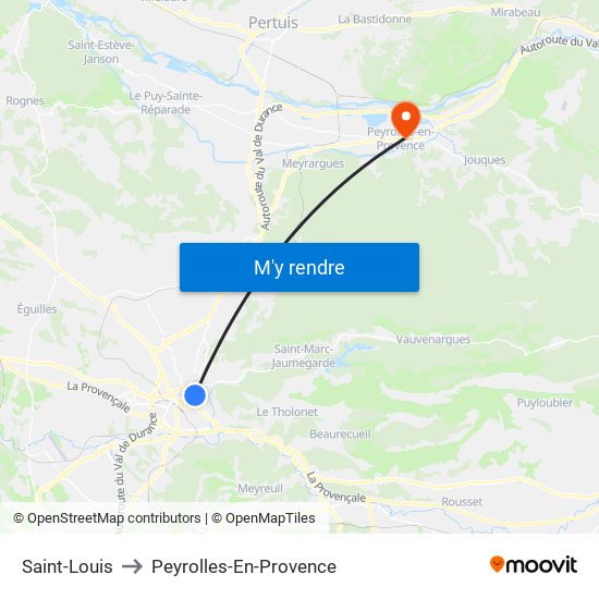 Saint-Louis to Peyrolles-En-Provence map