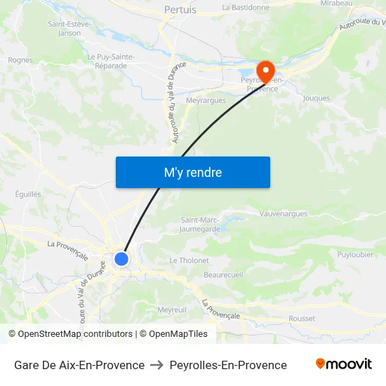 Gare De Aix-En-Provence to Peyrolles-En-Provence map