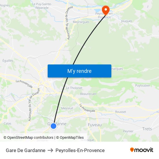 Gare De Gardanne to Peyrolles-En-Provence map