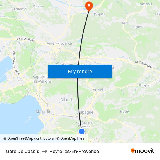 Gare De Cassis to Peyrolles-En-Provence map