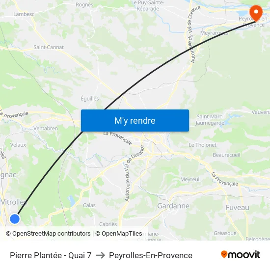 Pierre Plantée - Quai 7 to Peyrolles-En-Provence map