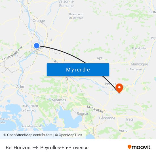Bel Horizon to Peyrolles-En-Provence map