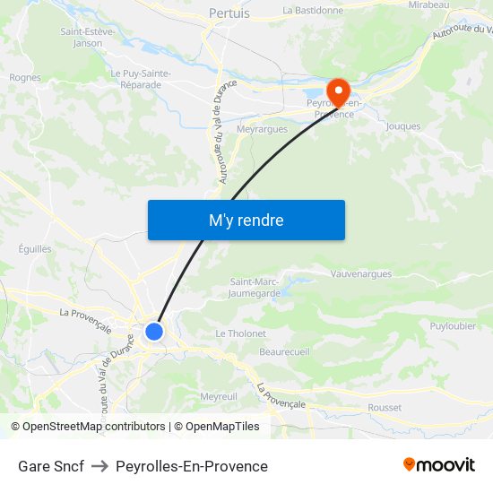 Gare Sncf to Peyrolles-En-Provence map