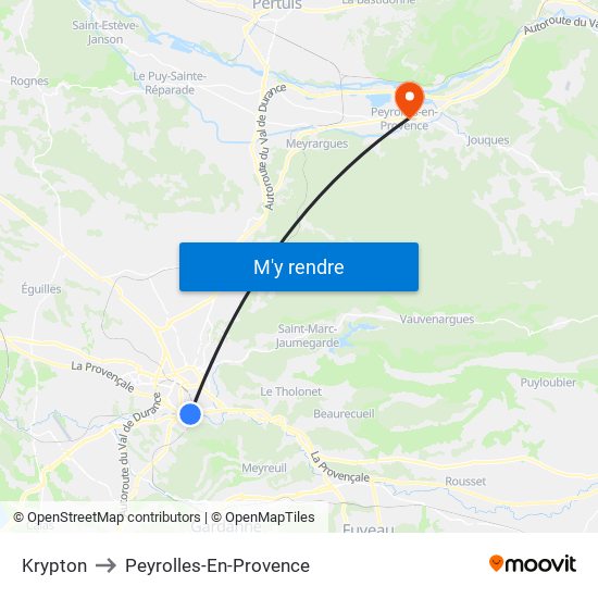 Krypton to Peyrolles-En-Provence map