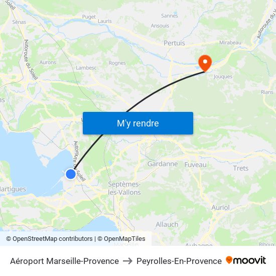 Aéroport Marseille-Provence to Peyrolles-En-Provence map