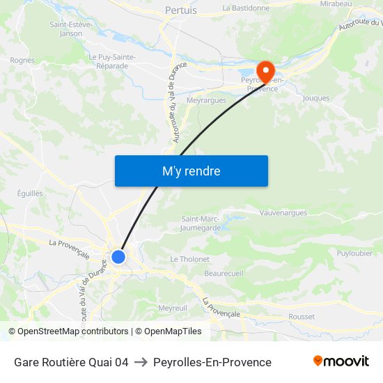 Gare Routière Quai 04 to Peyrolles-En-Provence map