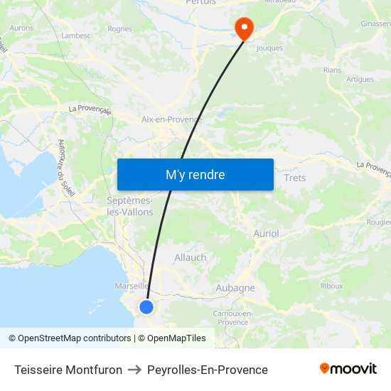 Teisseire Montfuron to Peyrolles-En-Provence map