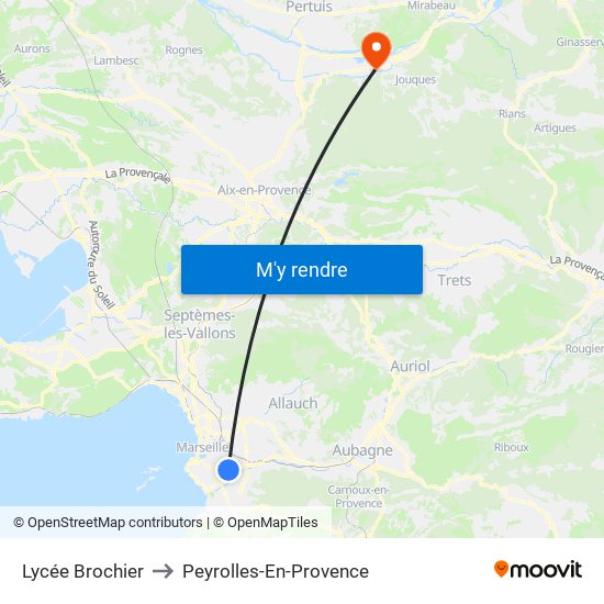 Lycée Brochier to Peyrolles-En-Provence map