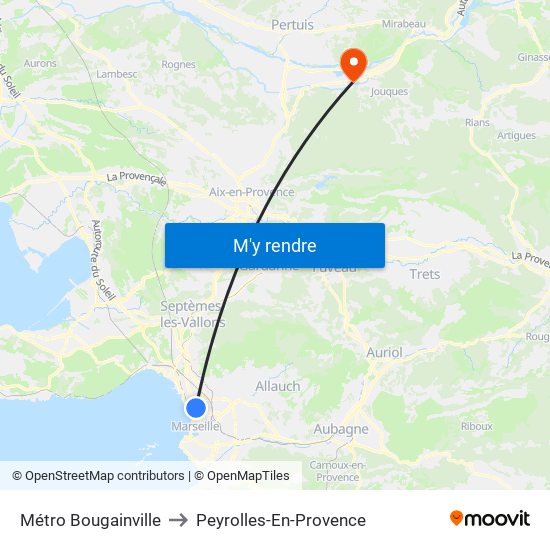 Métro Bougainville to Peyrolles-En-Provence map