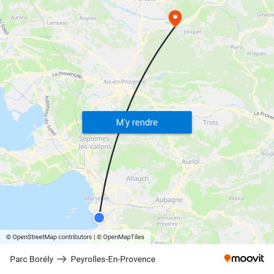 Parc Borély to Peyrolles-En-Provence map