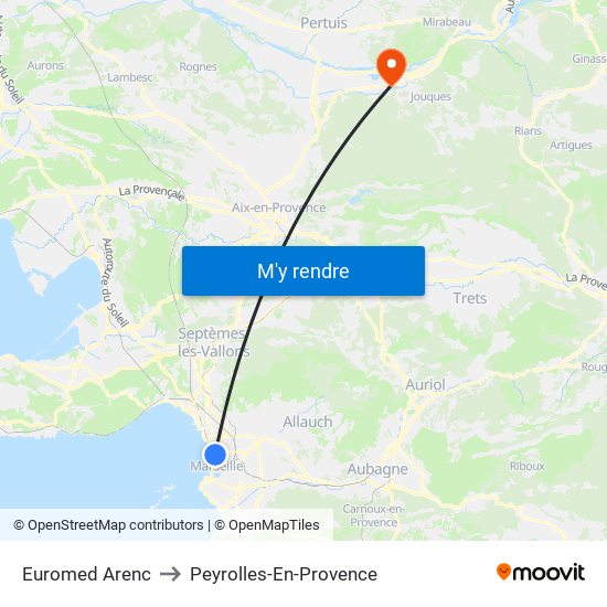 Euromed Arenc to Peyrolles-En-Provence map