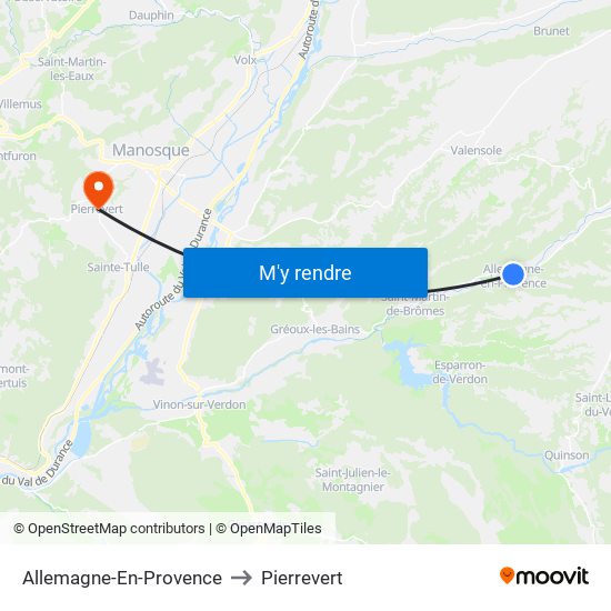 Allemagne-En-Provence to Pierrevert map