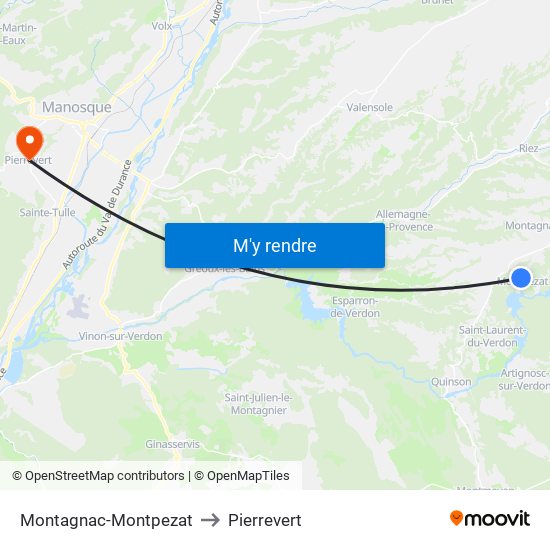 Montagnac-Montpezat to Pierrevert map