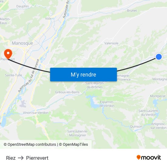 Riez to Pierrevert map