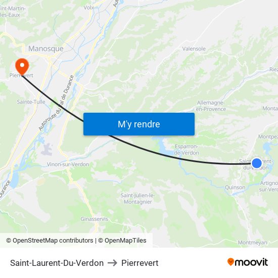Saint-Laurent-Du-Verdon to Pierrevert map