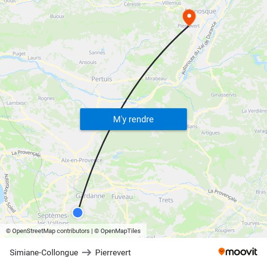 Simiane-Collongue to Pierrevert map