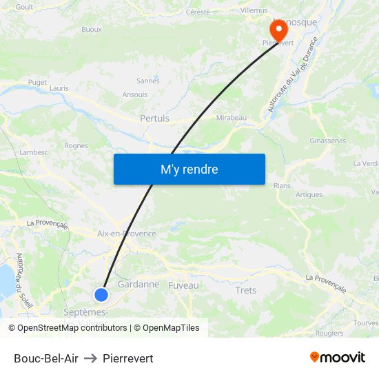 Bouc-Bel-Air to Pierrevert map