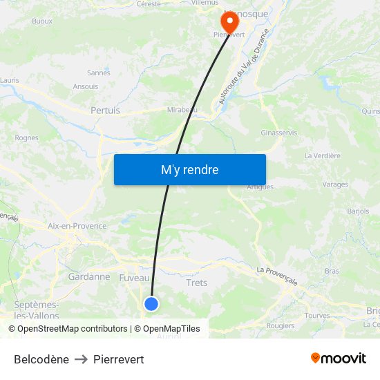 Belcodène to Pierrevert map