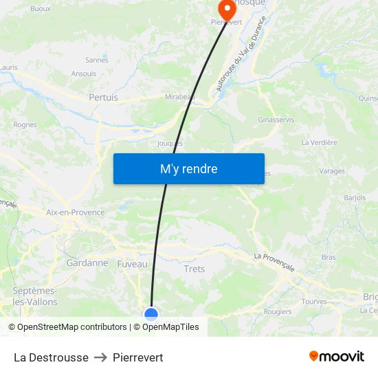 La Destrousse to Pierrevert map