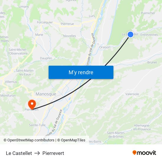 Le Castellet to Pierrevert map