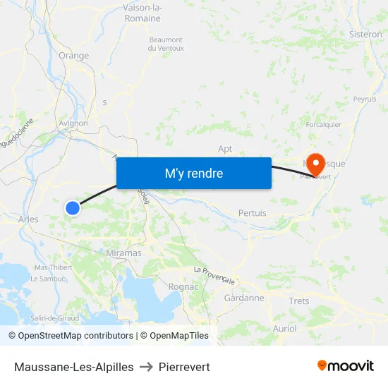 Maussane-Les-Alpilles to Pierrevert map