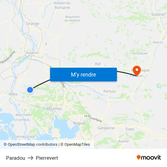 Paradou to Pierrevert map