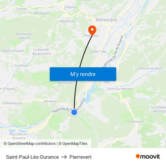 Saint-Paul-Lès-Durance to Pierrevert map