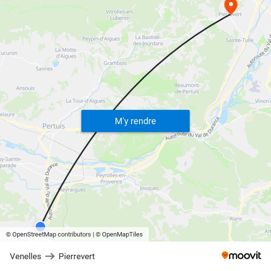 Venelles to Pierrevert map