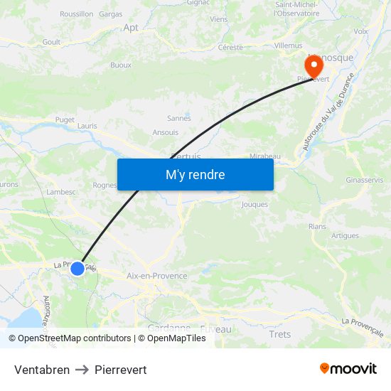 Ventabren to Pierrevert map