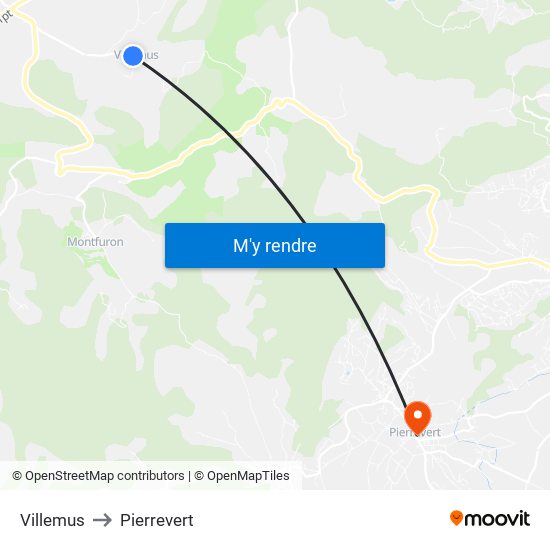 Villemus to Pierrevert map