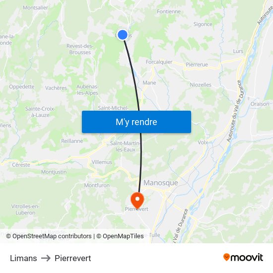 Limans to Pierrevert map