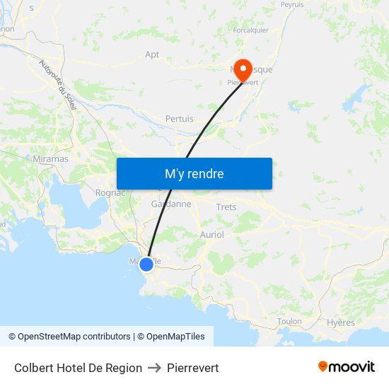 Colbert Hotel De Region to Pierrevert map