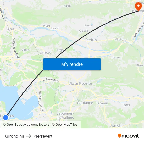 Girondins to Pierrevert map
