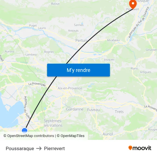 Poussaraque to Pierrevert map