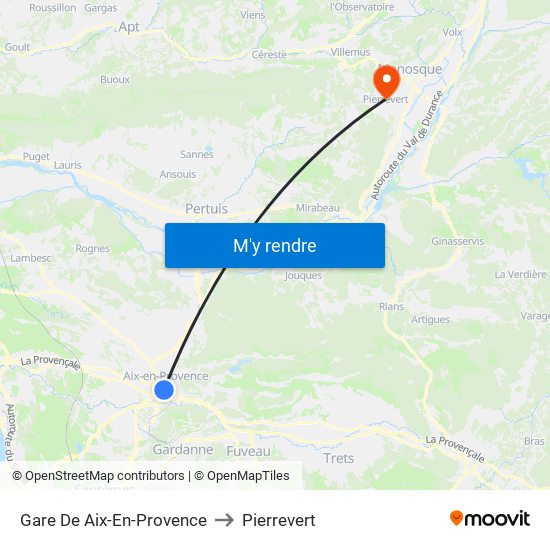 Gare De Aix-En-Provence to Pierrevert map