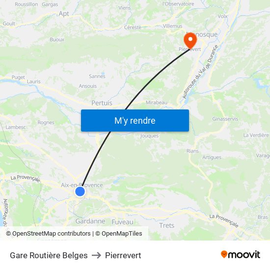 Gare Routière Belges to Pierrevert map