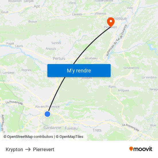 Krypton to Pierrevert map