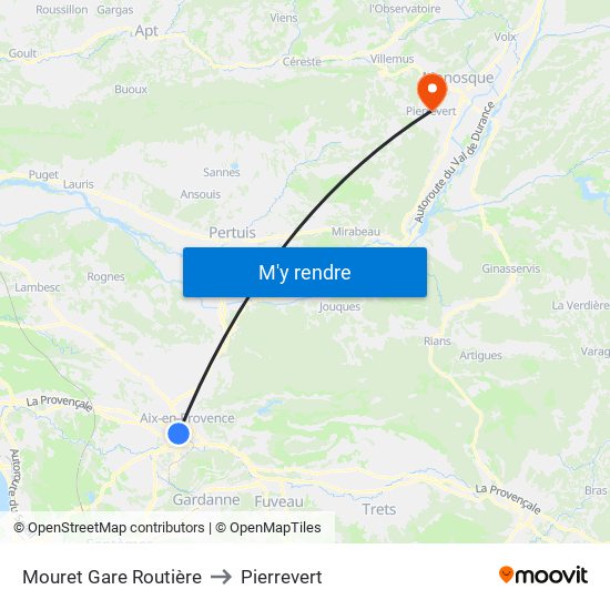 Mouret Gare Routière to Pierrevert map