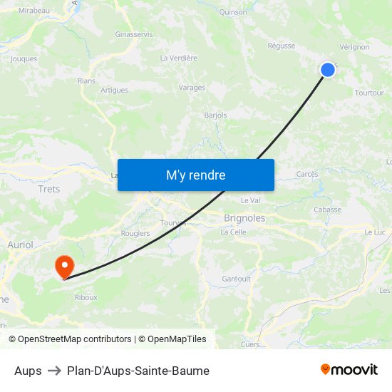 Aups to Plan-D'Aups-Sainte-Baume map