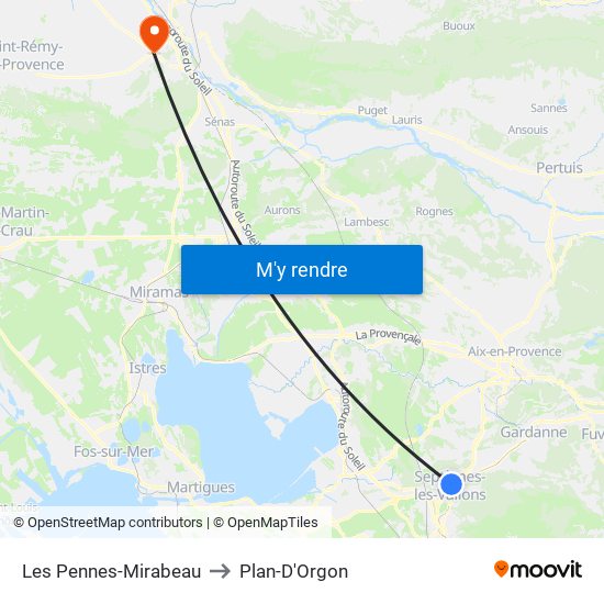 Les Pennes-Mirabeau to Les Pennes-Mirabeau map