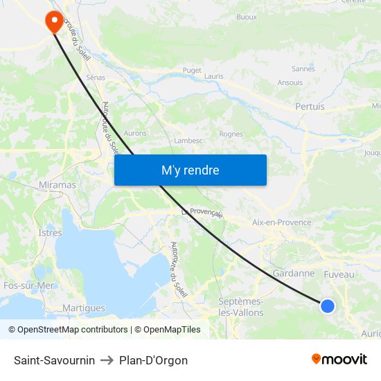 Saint-Savournin to Plan-D'Orgon map