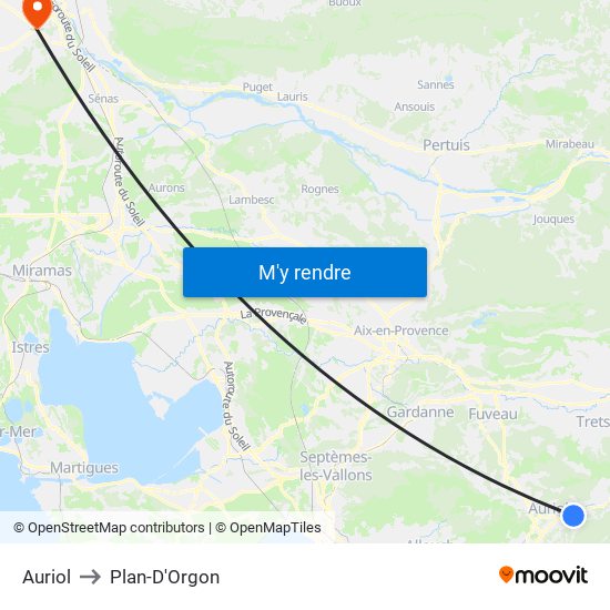 Auriol to Plan-D'Orgon map