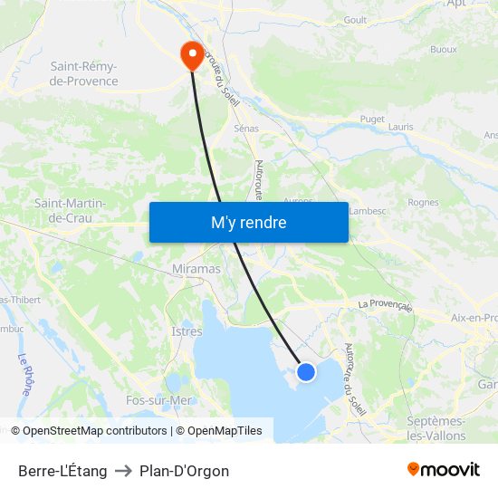 Berre-L'Étang to Plan-D'Orgon map