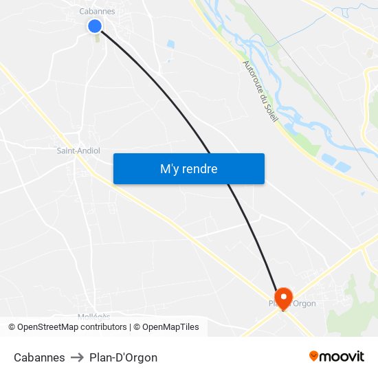 Cabannes to Plan-D'Orgon map